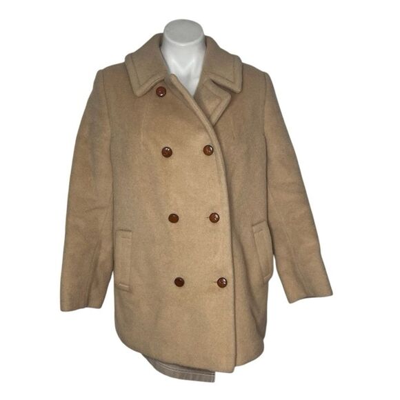 WEATHERBEE Double Breasted Coat Camel Tan  Fleece Lined Easter Repellant VINTAGE - Picture 1 of 9